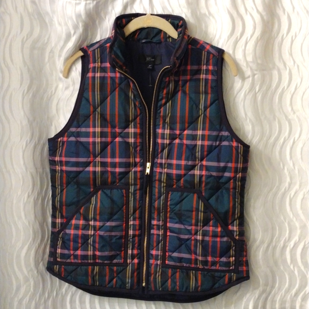 J. Crew Puffer Vest Plaid Quilted Excursion Casual Farm Cowgirl